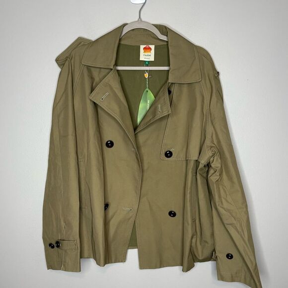 Farm Rio Green Short Trench coat NWT - Picture 2 of 6